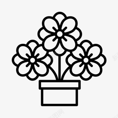 花卉装饰花盆图标图标