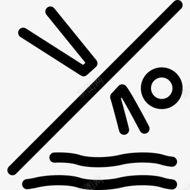 游泳池禁止跳水直线型图标图标