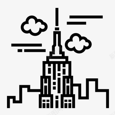 帝国大厦建筑纽约图标图标