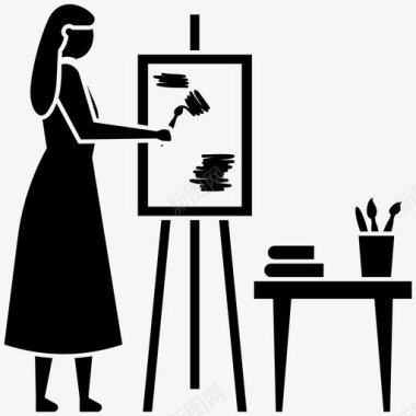 油画女生女画家油画人物插图图标图标