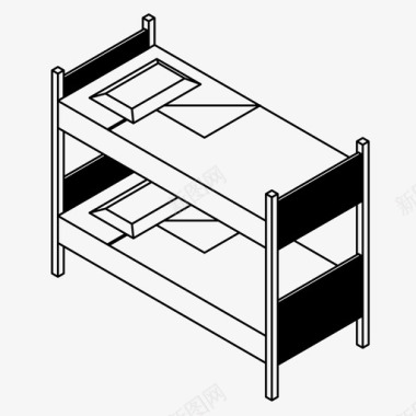 校园宿舍床卧室双层床图标图标