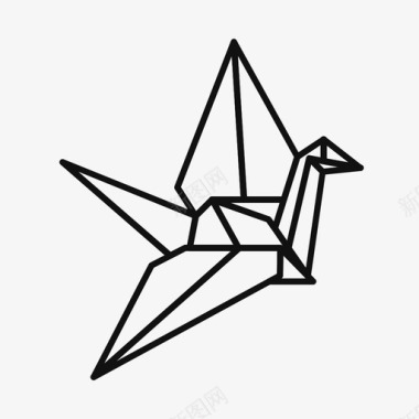 折纸纸鹤鸟线图标图标