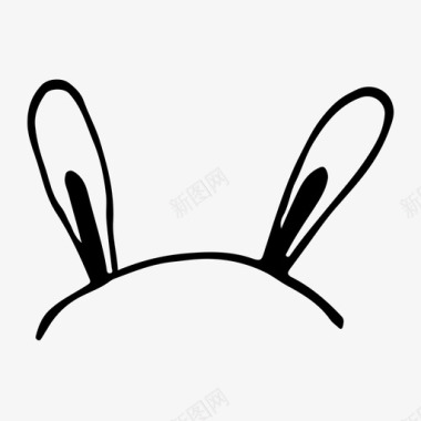 兔子耳朵配件素描图标图标