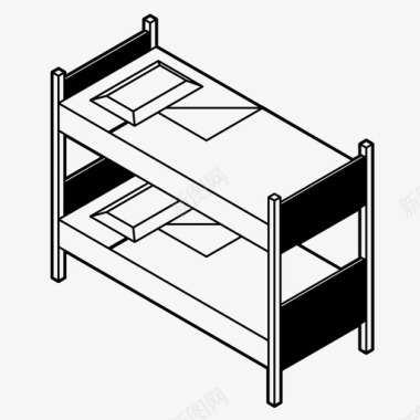 灰色宿舍床床卧室双层床图标图标