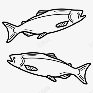 鲑鱼钓鱼鲑鱼寿司海鲜图标图标