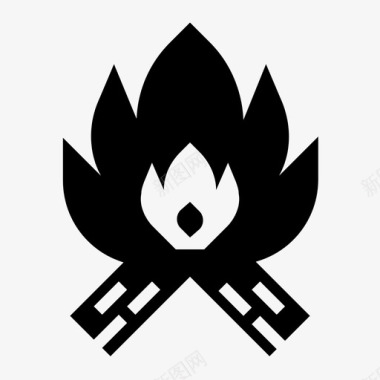 篝火营火篝火燃烧图标图标