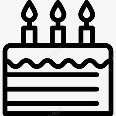有三支蜡烛的生日蛋糕糖果店图标图标
