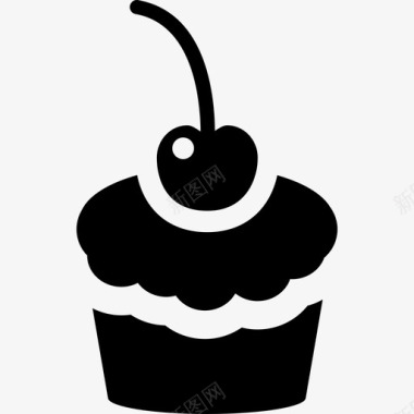 派对蛋糕大樱桃纸杯蛋糕食物生日派对图标图标