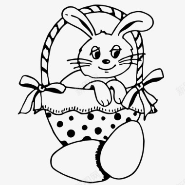 春天复活节兔子复活节彩蛋宗教图标图标