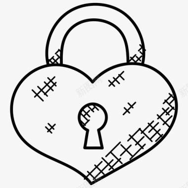 暗恋心形钥匙孔图标图标