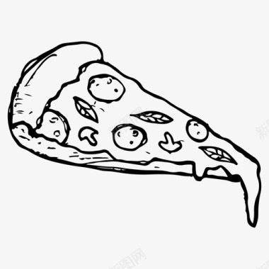 披萨快餐手绘图标图标