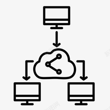 云计算云上传数据交换图标图标