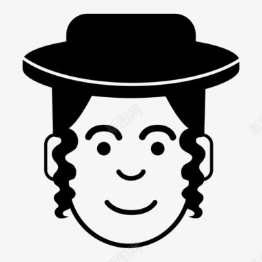字符hasidic或儿童帽子图标图标