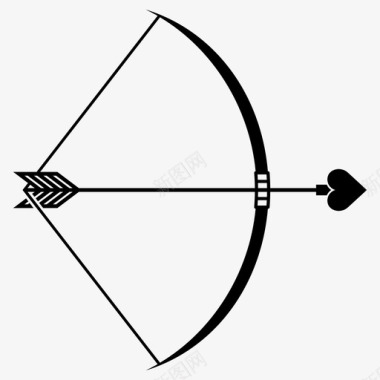 丘比特之箭弓箭心图标图标