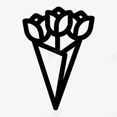 玫瑰花束爱情图标图标