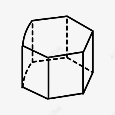 六角形棱镜几何图形数学涂鸦图标图标