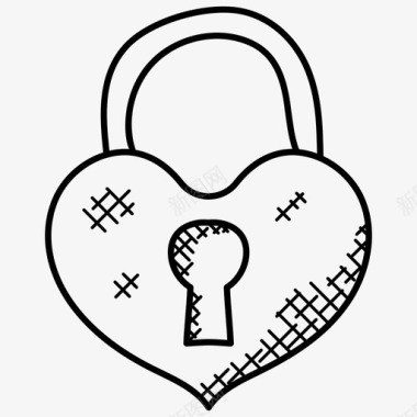 心形锁钥匙孔暗恋图标图标