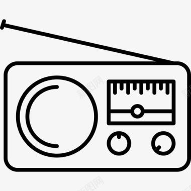 带天线技术音乐的老式收音机图标图标