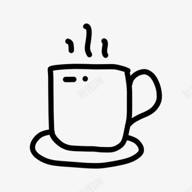 一杯热咖啡涂鸦杯子图标图标