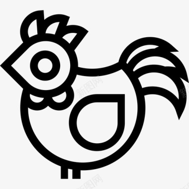 公鸡朝左动物可爱的动物图标图标