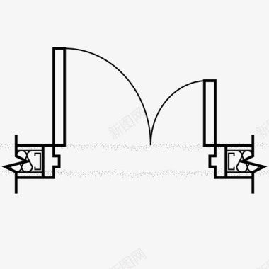 双车道双凹门建筑详图图标图标