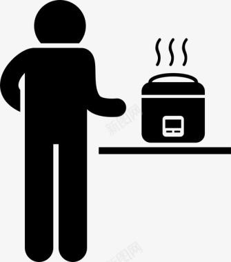 男人做饭厨房粥图标图标