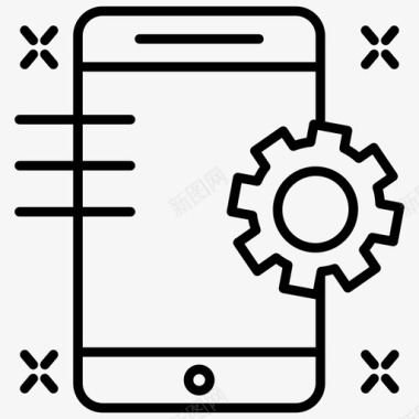移动设置移动服务互联网和数字营销线图标图标