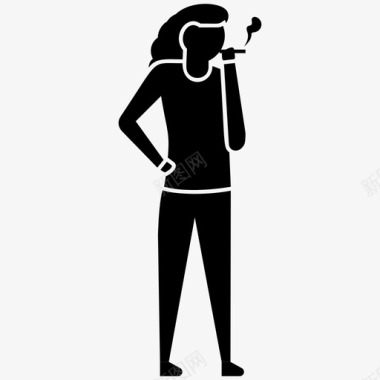 拒绝抽烟抽烟的女人抽烟的人物插图图标图标