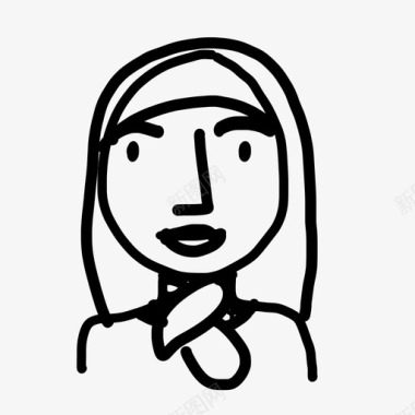 戴头巾的女人脸手绘图标图标