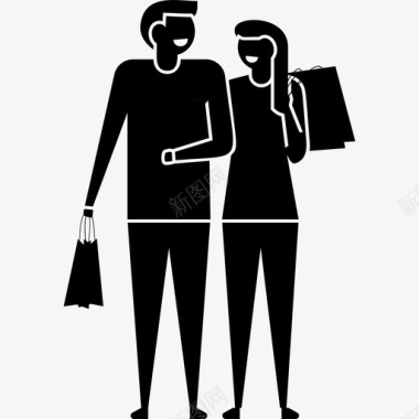 夫妻购物家庭购物人物插画图标图标
