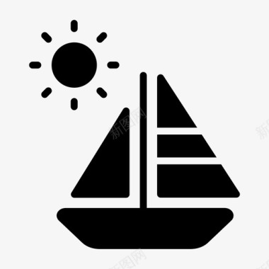 水墨帆船海船图标图标