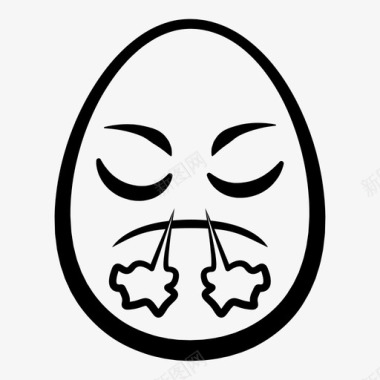 脸上有蒸汽从鼻子蛋头表情脸与蒸汽从鼻子蛋头表情复活节图标图标