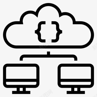 云计算海报网络开发云计算编程图标图标