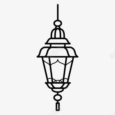 斋月复古灯笼伊斯兰图标图标