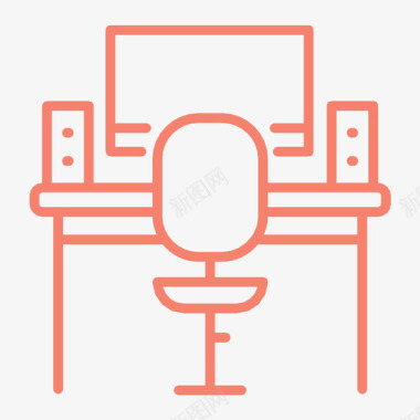 韩国复古工作场所家具工作室图标图标