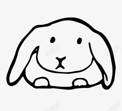 彩绘宠物兔子动物手绘图标图标