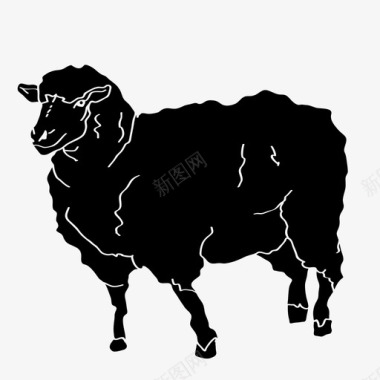 黑色的熊绵羊动物黑色图标图标