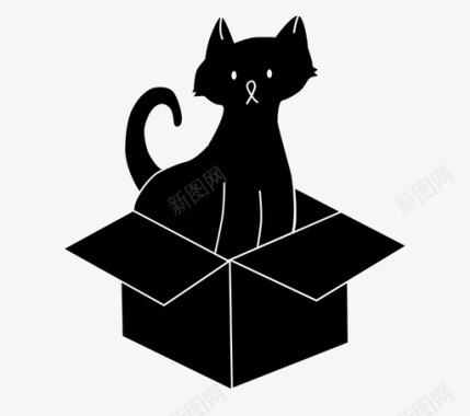 盒子里的猫小猫包裹图标图标