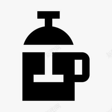 法式印刷机酿造咖啡壶图标图标