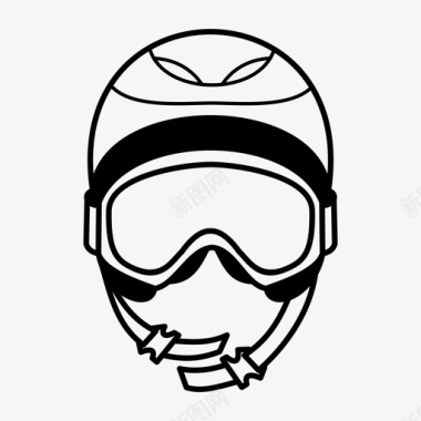 防护头盔山地滑雪板图标图标