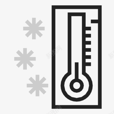 普通雪花温度计冷雪图标图标