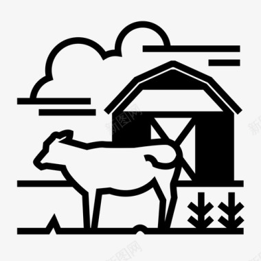 养牛农场农业养牛场图标图标