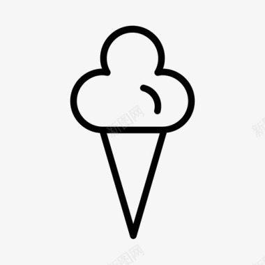 冰淇淋筒冰淇淋简单的线图标图标