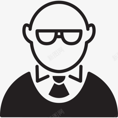 职业和工作戴眼镜的光头男人人们工作的人图标图标