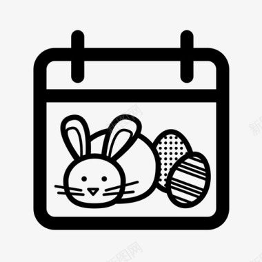 日历兔子蛋复活节假日图标图标
