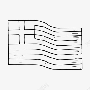 希腊希腊国旗手绘素描图标图标