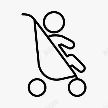 婴儿车儿童育儿图标图标