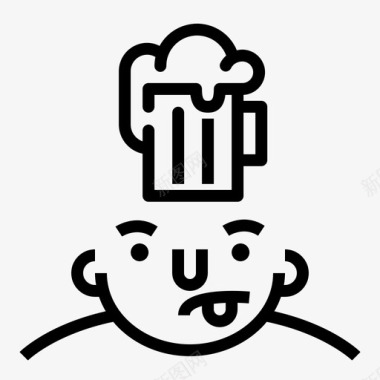国产啤酒口渴的啤酒头脑思考图标图标