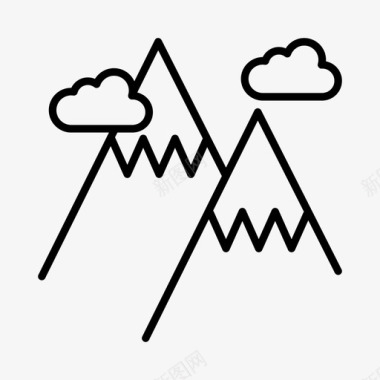 高山探险阿尔卑斯山图标图标