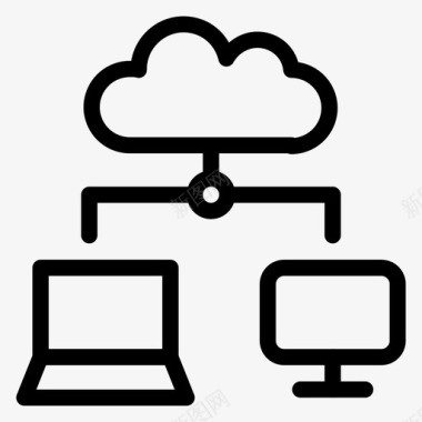 矢量LED数据共享云共享笔记本电脑图标图标